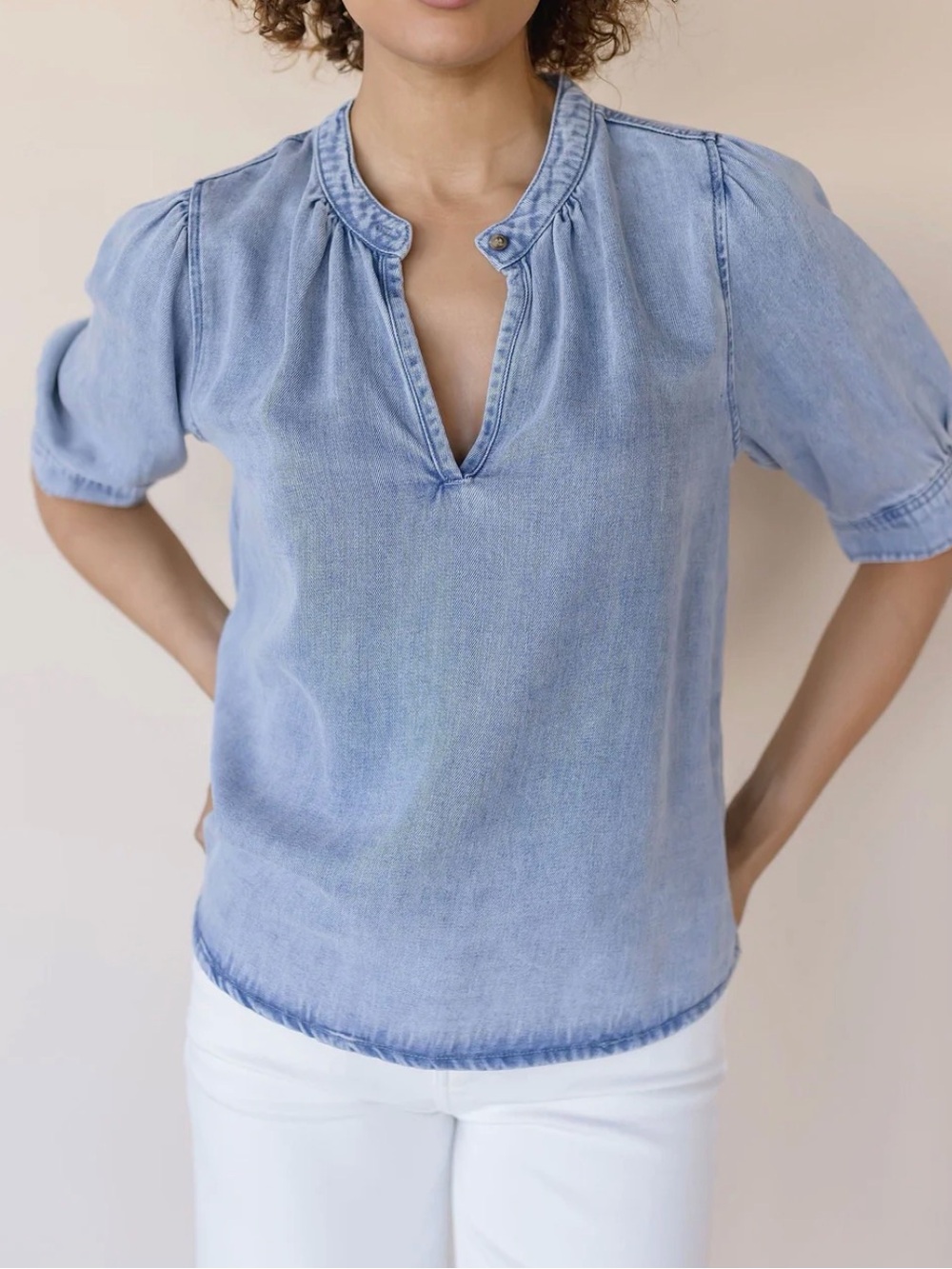 Velvet Heart Denim Top - ALMAFI LIGHT SKYFALL TOP
